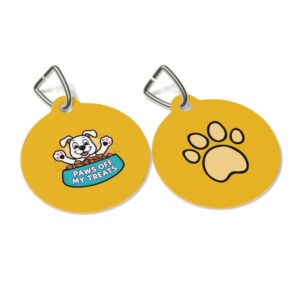 Paws Off My Treats Pet Tag - Stylish Pet ID Tag for Dapper Dogs