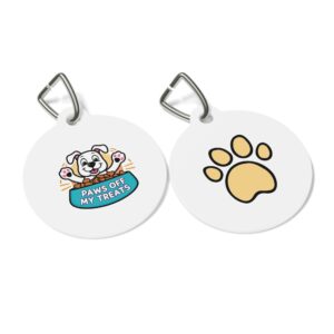 Paws Off My Treats Pet Tag - Stylish Pet ID Tag for Dapper Dogs