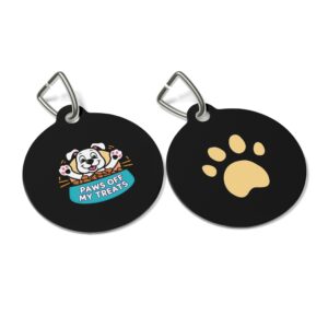 Paws Off My Treats Pet Tag - Stylish Pet ID Tag for Dapper Dogs
