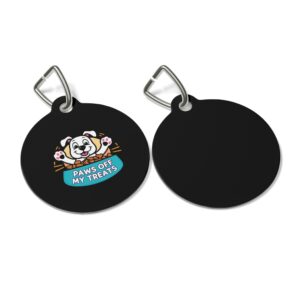 Paws Off My Treats Pet Tag - Stylish Pet ID Tag for Dapper Dogs
